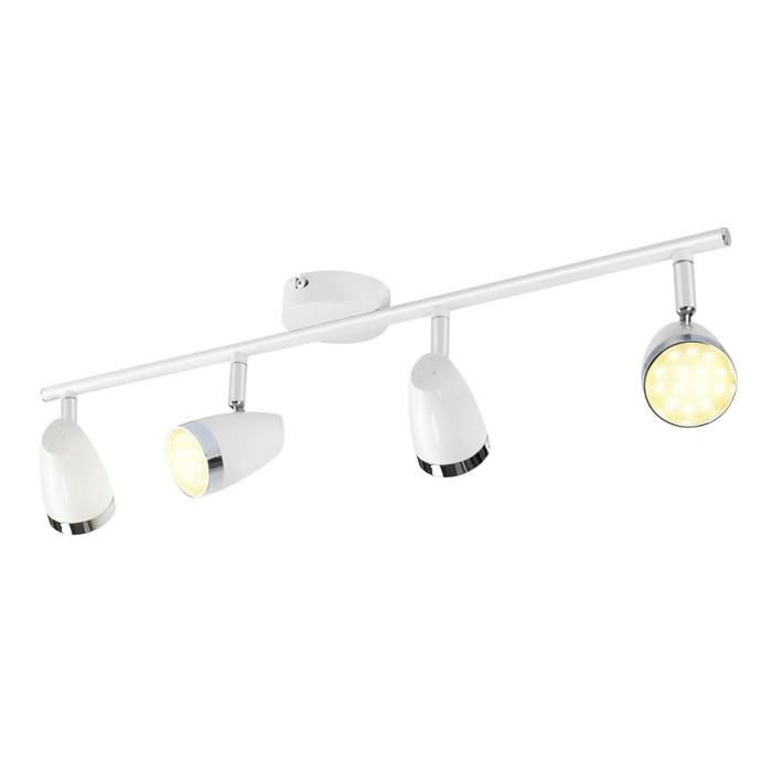 Plafonnier - NETTLIFE - Spot de plafond 4 ampoules - 16W LED - Orientable 350° - Blanc