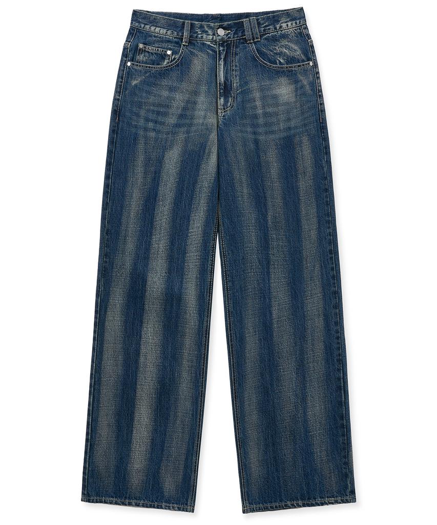 DECET Stripe Bleach Wide Jeans Dcpt049Blueb