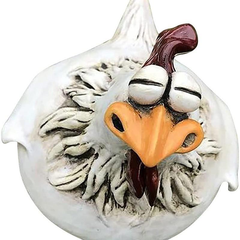 Жуткое украшение для забора Курица Пародия Петух Патио Декоративное украшение Изделия из смолы Садоводство Садовое украшение