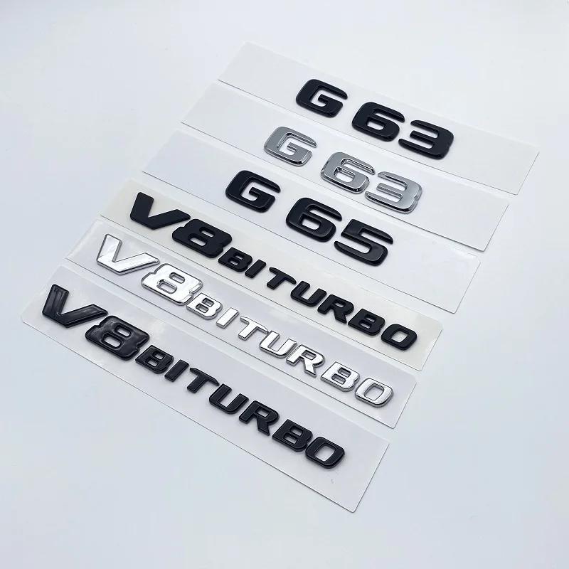 2017 Flat Letters G63 G65 V8 Biturbo V12 Biturbo Emblem for Mercedes Benz AMG W463 Car Side Fender Trunk Nameplate Logo Sticker AV1