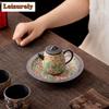 Раскрашивание камней Время Сад Горшок Подставка для подшипников Поднос для чайной чашки Сухой пузырьковый стол Чайный поднос Подставки Подставка для цветочного чая Посуда Принадлежности Подарок