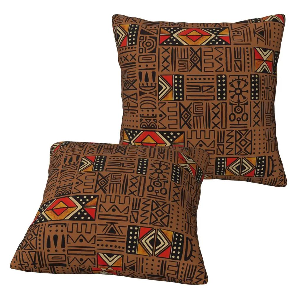 African Bogolan Africa Ethnic Tribal Art 2 Pcs Square Pillowcase Pillow Cover Cushion Decor Comfort Throw Pillow For Home