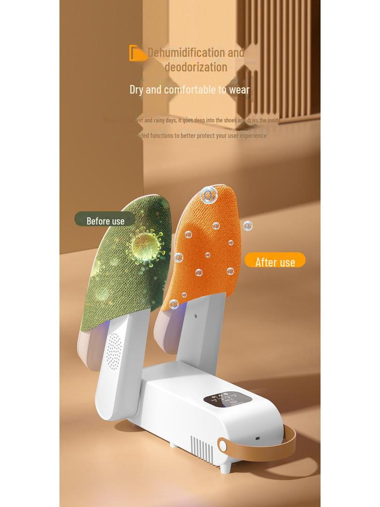Portable Folding Shoe Dryer: Intelligent Timing, Fast Heating, Deodorizing & Telescopic Dehumidification