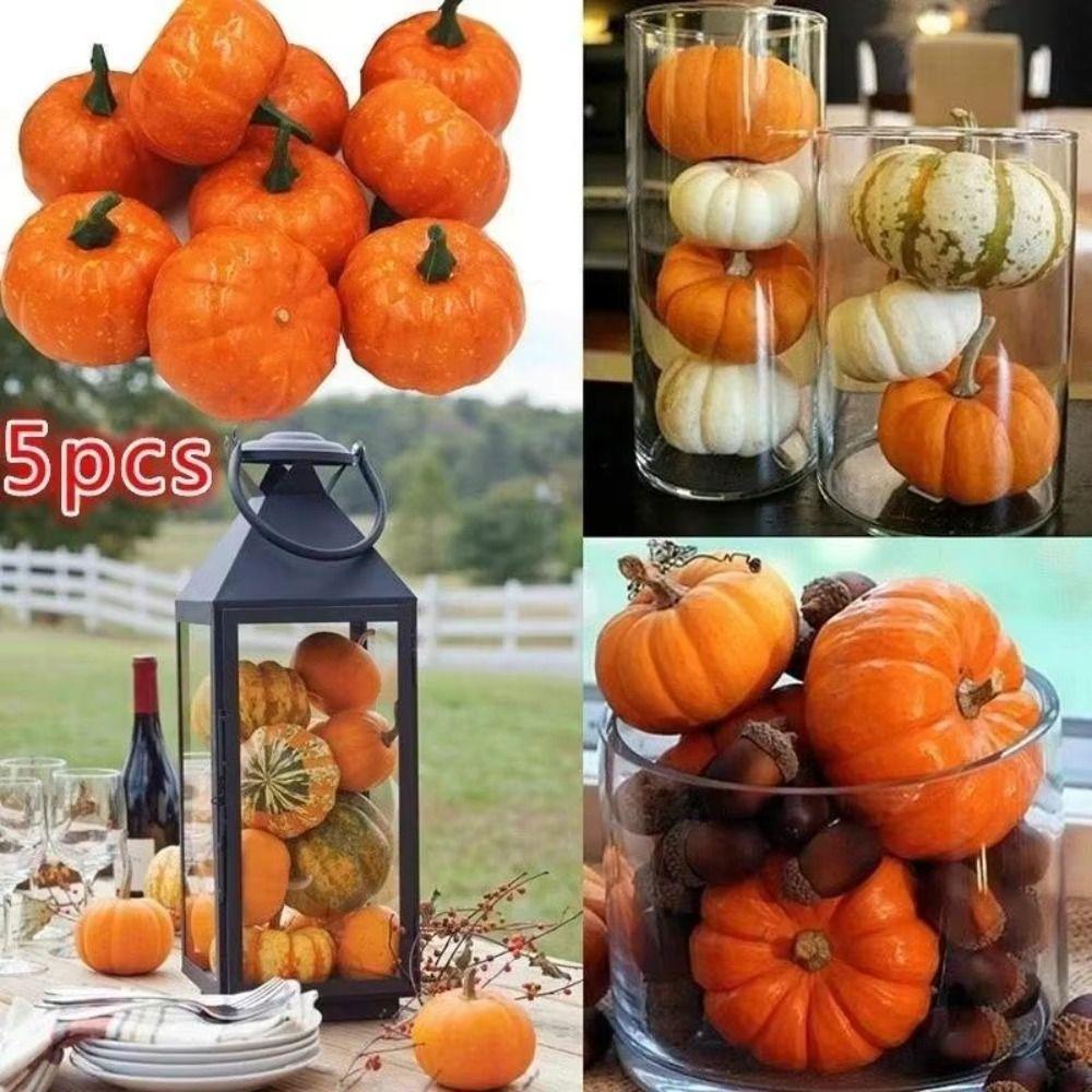5PCS Mini Size Foam Pumpkin Orange Halloween Decorate Pumpkins Artificial Pumpkin For Halloween