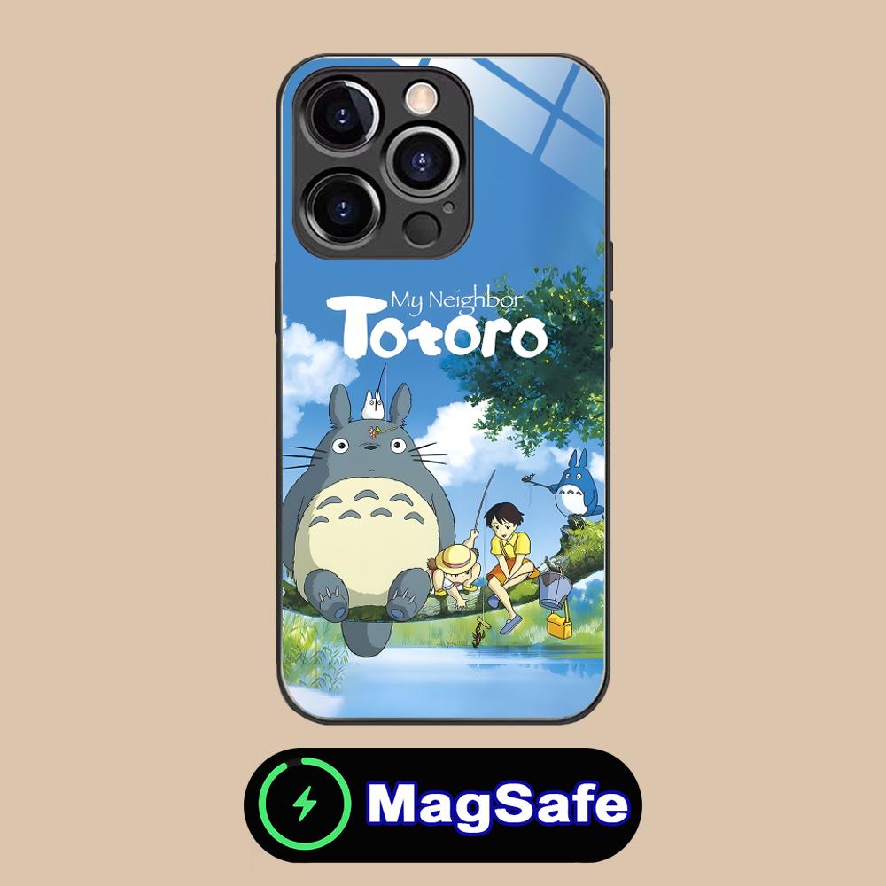 Аниме Милый S-Тоторо Чехол для Телефона для iPhone 16 15 14 13 12 11 Pro Max Plus Mini MagSafe Стекло Цветная Печать Красивый Смартфон