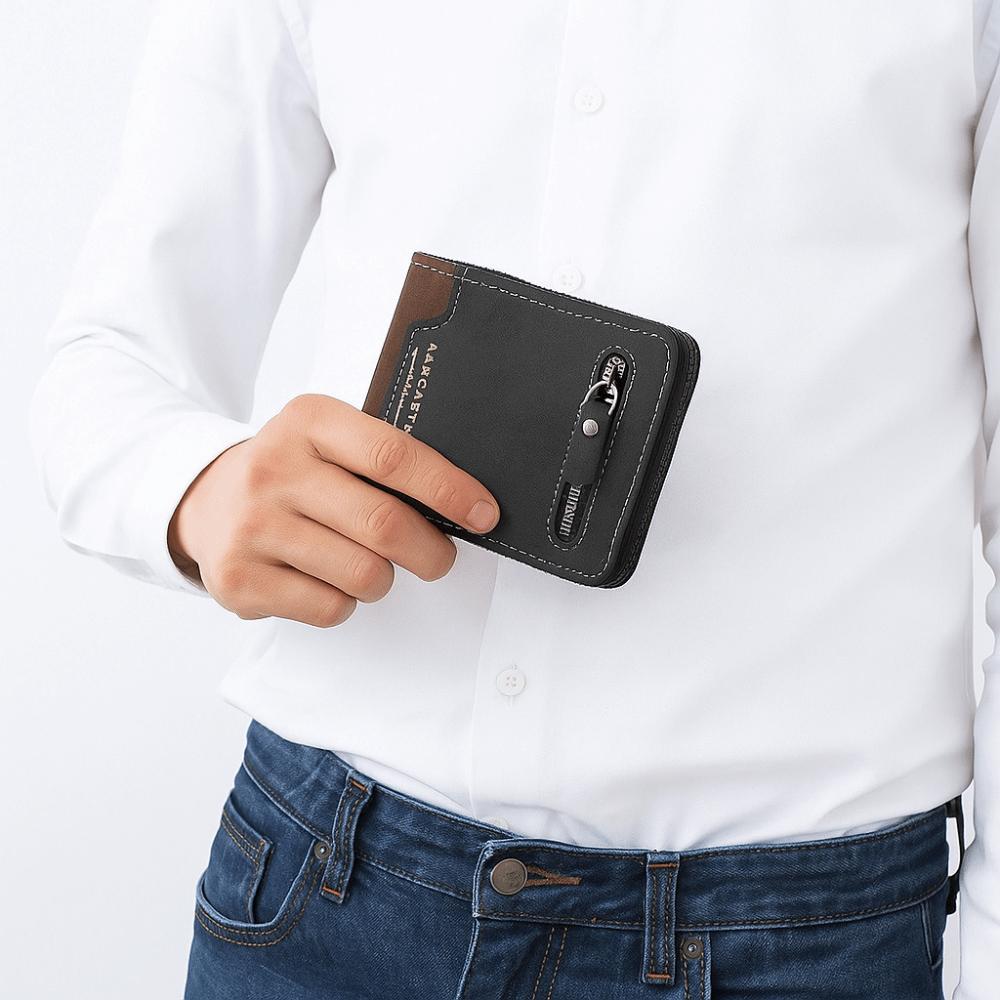 Large Capacity Men's Short Wallet Multi-position Card Holder Durable PU Leather Coin Purse Male