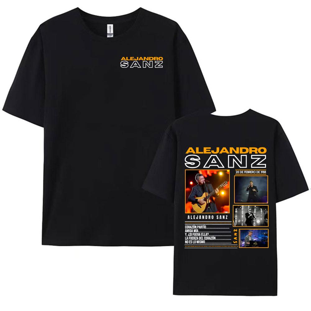 Singer Alejandro Sanz 2025 Tour Graphic Tshirts for Men Vintage High Quality Summer Short Sleeve T Shirt Unisex Casual Tshirt