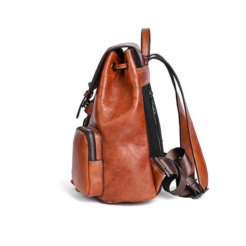 Johnature Винтажный рюкзак большой емкости из натуральной кожи, женская сумка для отдыха, однотонные дорожные рюкзаки из натуральной воловьей кожи