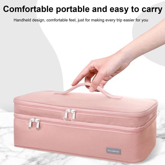 Hair Dryer Storage Bag Double Layers Large Capacity Portable Handle Zipper Solid Color Travel Women Hairdryer Accessories Organizer Carrying Case