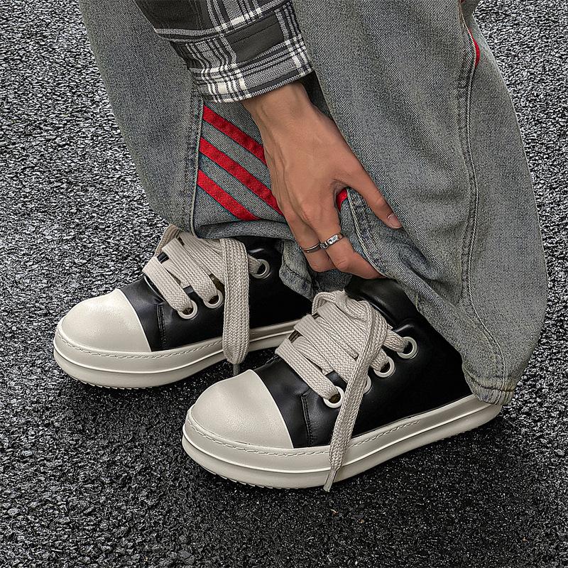 Туфли мужские на толстой подошве низкие туфли на шнуровке корейская версия повседневные кожаные туфли студенческие пары одиночные туфли прилив 6261-M