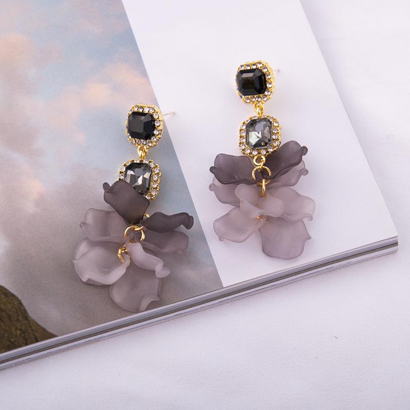 Модные цветочные серьги с серыми лепестками, висячие серьги для женщин, ювелирные изделия для помолвки, подарки