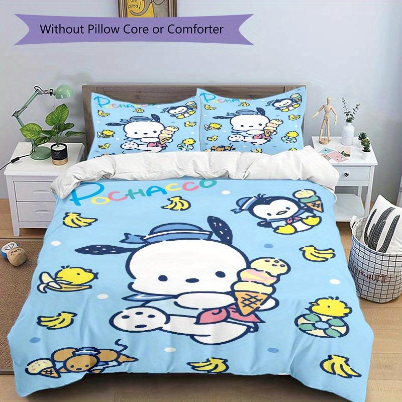 3pcs Penguin and Pochacco Quilt Set - Soft and Comfortable Bedroom, Guest Room and Dorm Decor Bedding Set 1 Quilt Cover + 2 Pillowcases.W074