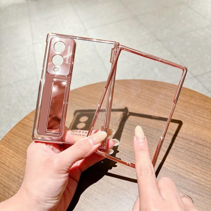 Case Galaxy Z Fold8 Ultra Clear Cover With Hinge Bracket Screen Protector Shockproof Electroplated PC Material