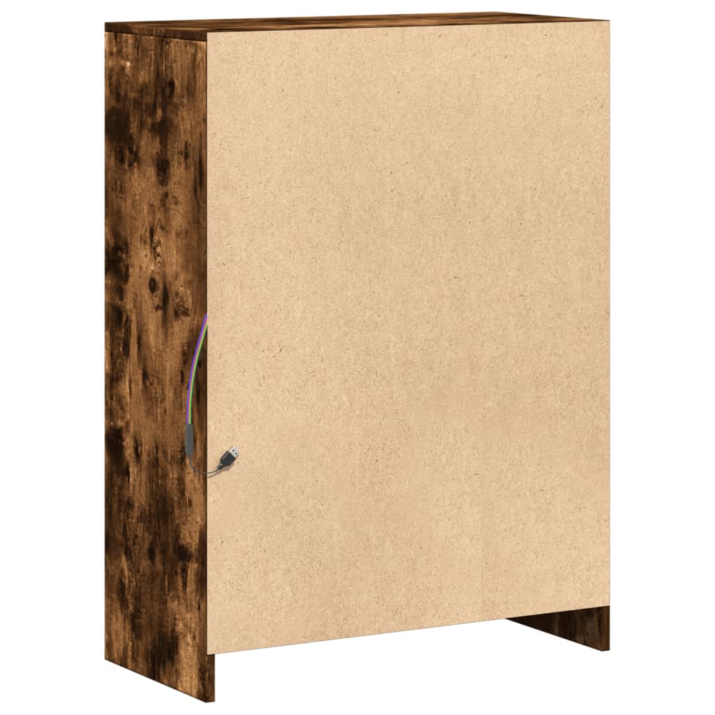 Sideboard with LED Lighting Smoked Oak Finish 72 x 34 x 100 cm Engineered Wood