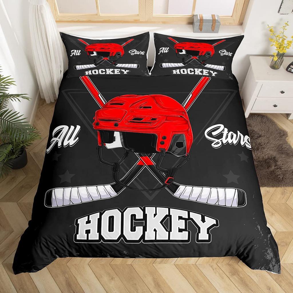 Ice Hockey 3D Digital Printing Quilt Cover Home Textile Three-Piece Three-Piece Set