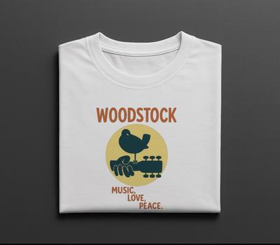 Футболка Woodstock Музыка Любовь Мир Ретро Хиппи Фестиваль Винтажная Графическая Футболка