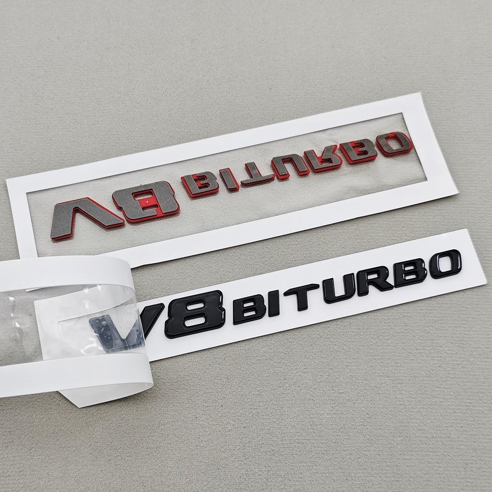 3D ABS Car Sticker V8 BITURBO Logo Emblem Trunk Fender Badge Decal For Mercedes-Benz AMG W218 C63S C63 E63 S63 CLS63 Accessories w11