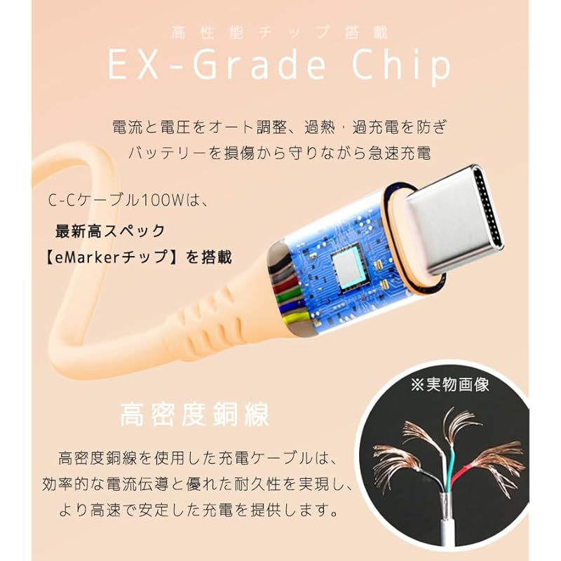 13 Colors 4 Length PD Rapid 15W 60W 100W 100% Silicone Ultra Durable USB-A Type-C To Type-C[inklink Japan Official] Charging Cable iPhone Charging