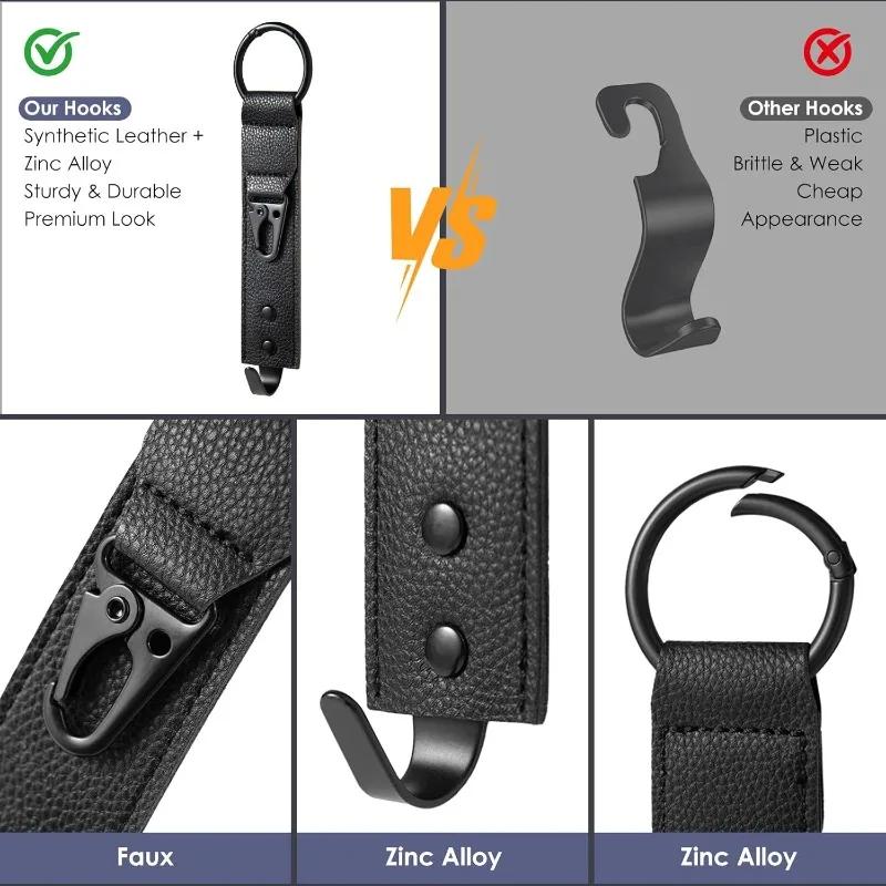 Аксессуары для интерьера автомобиля Крючки из ПУ кожи Зажимы для хранения Органайзер-держатель на подголовник переднего сиденья Автомобильные крепежные вешалки Экономия места
