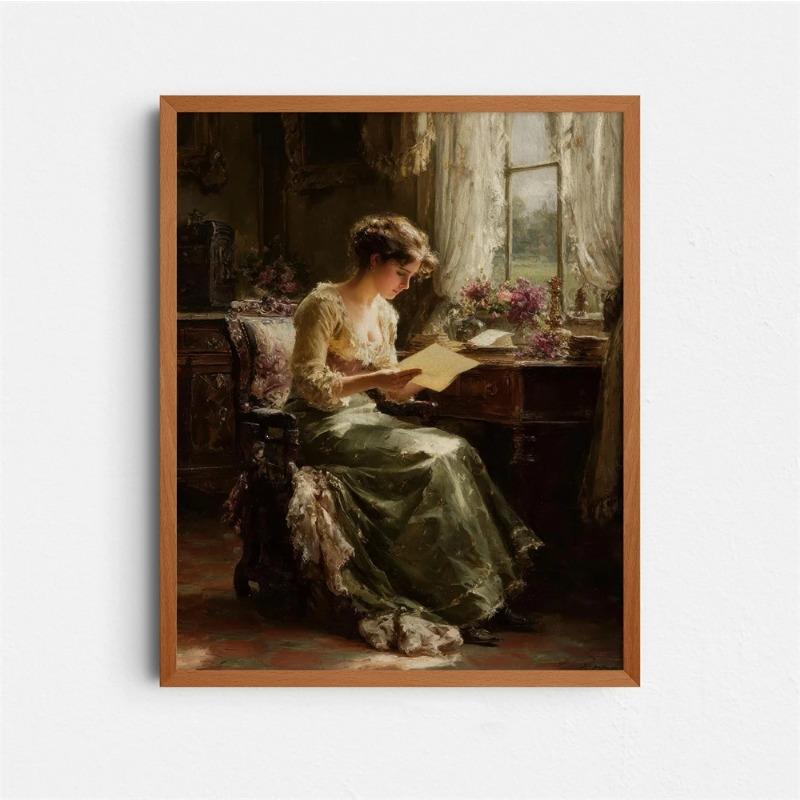 Vintage Portrait Rococo Canvas Painting Classic Art Print Retro Reading Lady Painting Print Duchess Of Maria Amelia Of Braganza