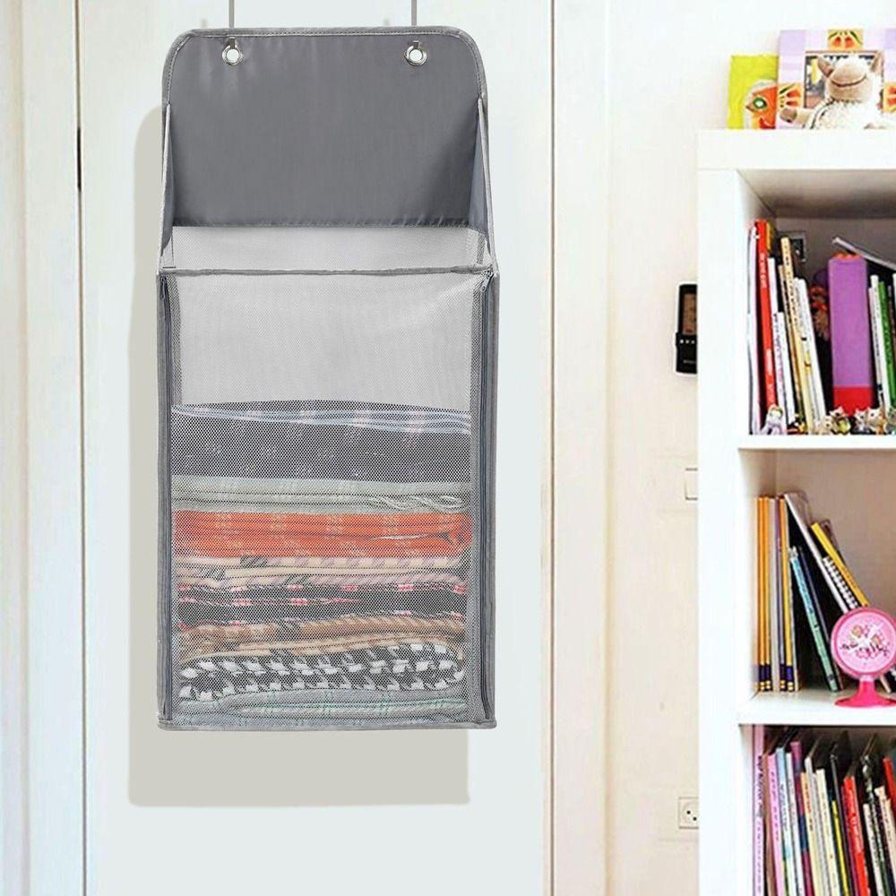 Large Capacity Hanging Mesh Laundry Basket Space Saving Dirty Clothes Storage Bag Bathroom