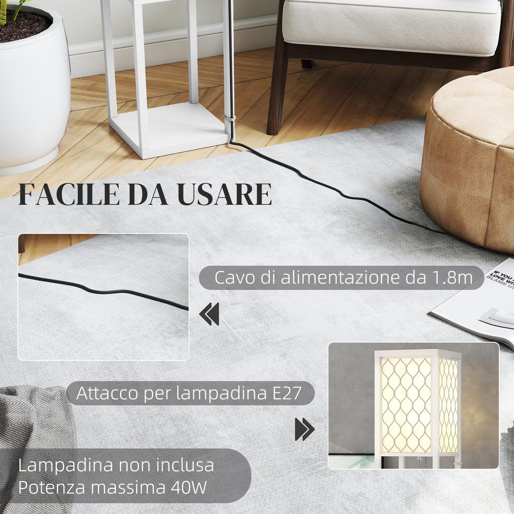 Modern 2-in-1 Floor Lamp with 3 Shelves, E27 Socket, 26 x 26 x 160 cm, White