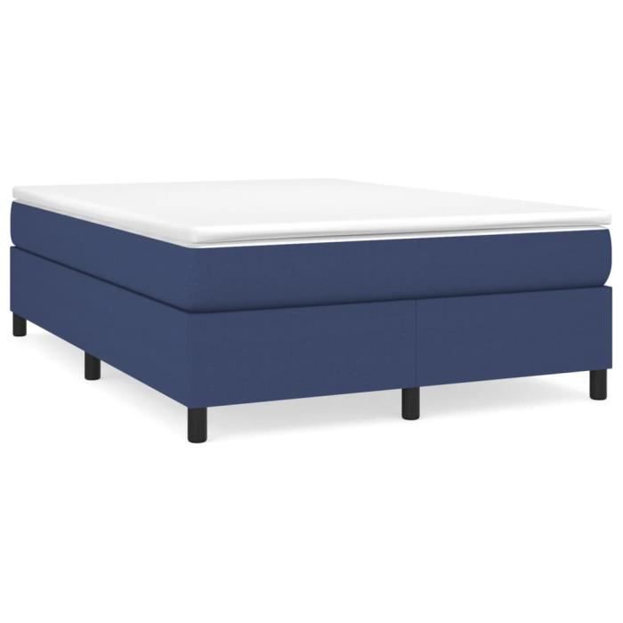 VidaXL Lit à sommier tapissier avec matelas Bleu 140x190 cm Tissu - Modèle 3144421