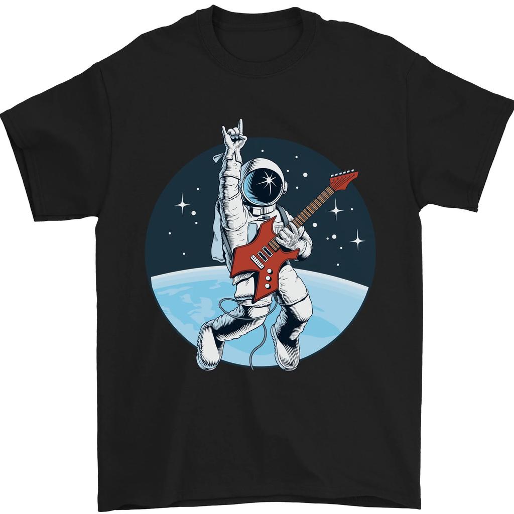 Space Rock Funny Astronaut Guitar Guitarist Unisexs TShirt Women Unisex Summer Fashion Casual Cotton Graphic T Shirts Streetwear