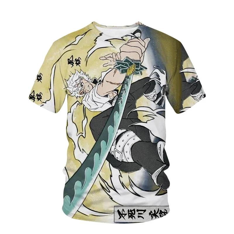 Футболка для детей из аниме «Убийца демонов Кимецу», летняя детская одежда с короткими рукавами, футболка с рисунком из мультфильма «Призрачный клинок»
