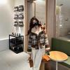 Women's 2024 Winter Korean Plaid Cotton-Padded Jacket - Loose, Casual Lapel Style
