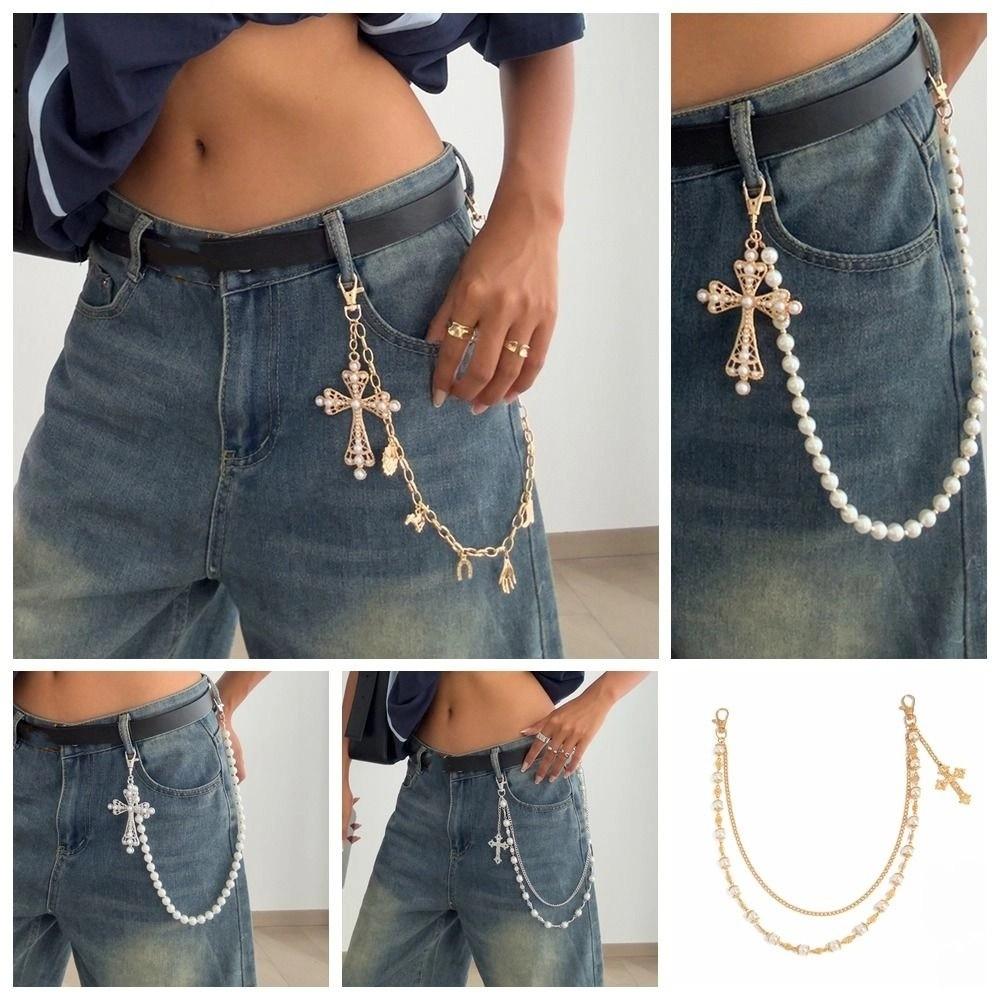 Gothic Punk Belt Chain Cross Pants Chain Retro Tassel Jeans Chain Male