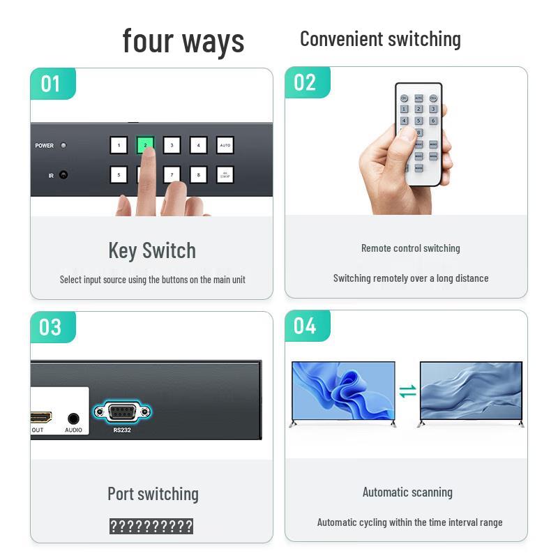MT-viki 4K HDMI 8x1 Бесшовный Матричный Коммутатор с Аудиоэкстрактором