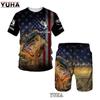 Летняя забавная футболка с 3D принтом для ловли карпа, комплект шорт, мужская спортивная одежда, спортивные костюмы с круглым вырезом и коротким рукавом, крутая мужская одежда