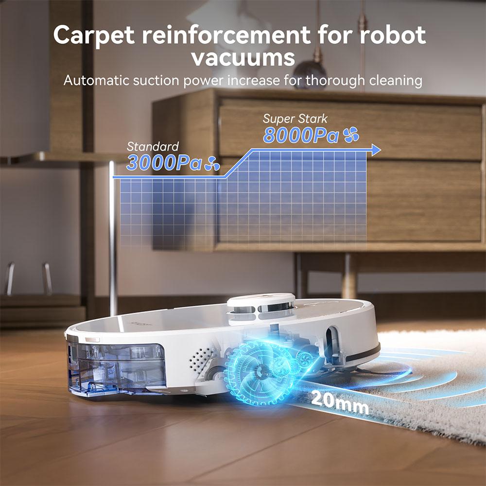 Tesvor S8 Max Robot Vacuum Cleaner, 3-in-1 Vacuum/Sweep/Mop, 8000Pa Super Suction, Up to 180min Runtime, Self-emptying