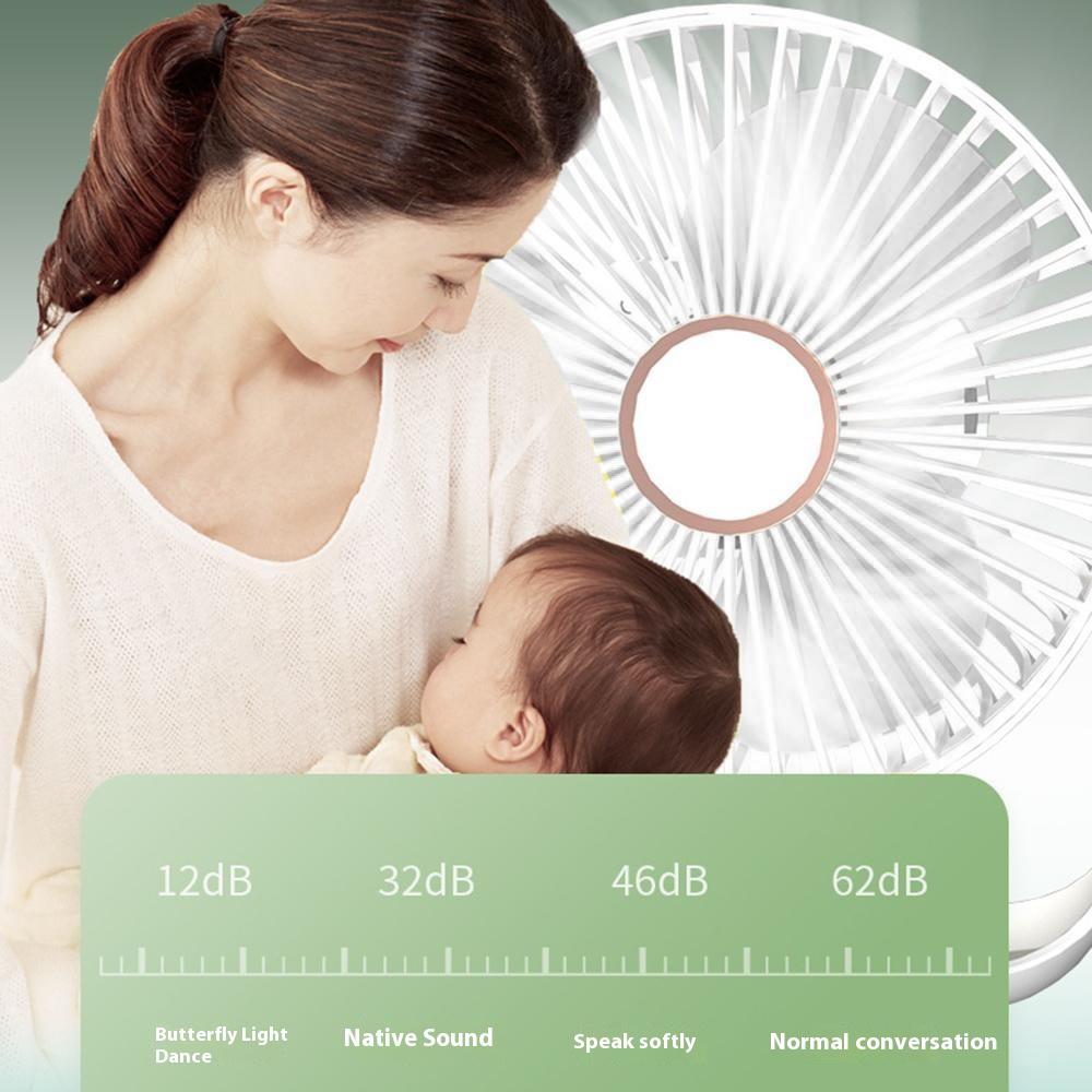 6 Inch USB Charging Desk Fan Quiet Three Blades Portable Table Fan with Night Light