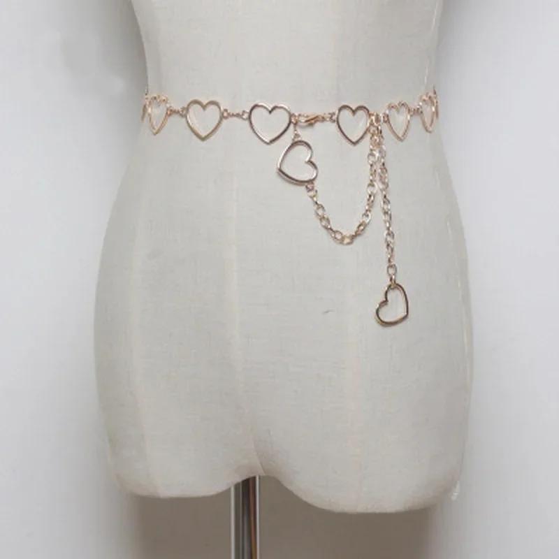 Металлическая цепочка на талию Love Heart, универсальный пояс, женские декоративные вставки, простое модное платье с клетчатой юбкой Jk, цепочка на талию