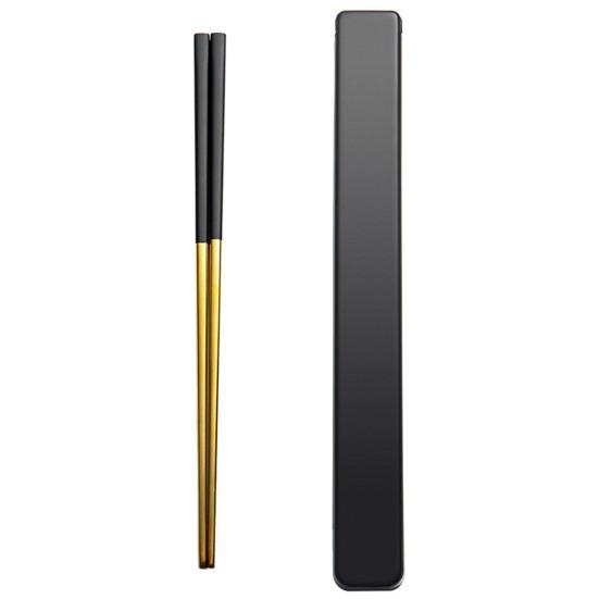 1 Set Stainless Steel Chopsticks with Case Reusable Easy To Clean Rustproof Non-slip Eating Dishwasher