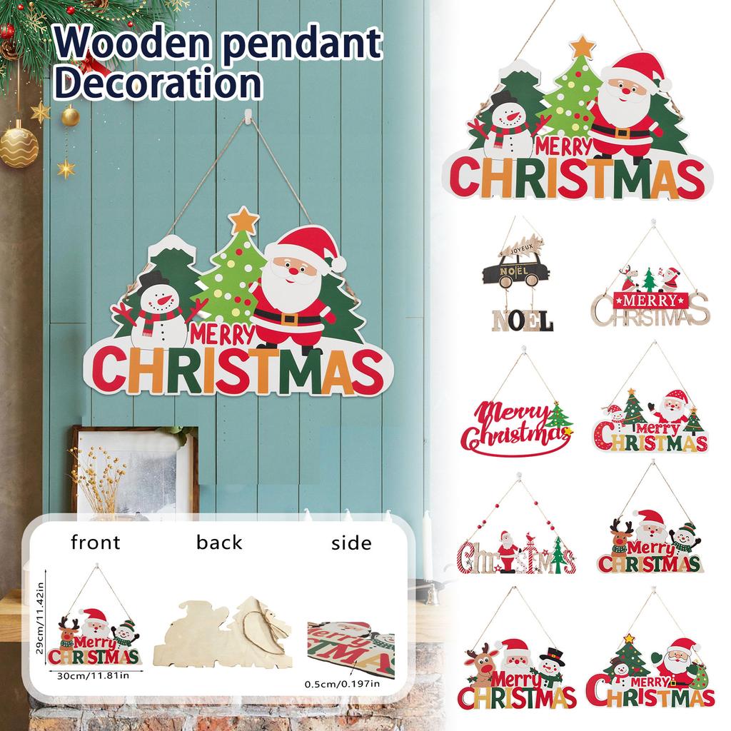 Christmas Home Wooden Pendant Scene Arrangement Atmosphere Hanging Decoration Door Hanging (Single Sided Printing)