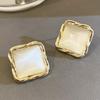 New Beige Square Stud Earrings for Women Korean Fashion Sweet Girls Jelly Texture Unique Design Female Ear Accessories 2026 New
