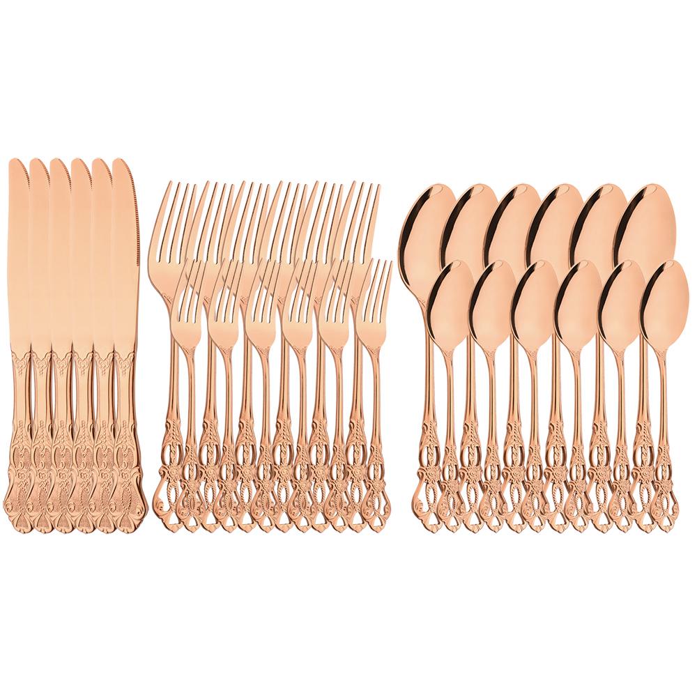 6/30 предметов Королевский красочный набор столовых приборов нож десертная вилка ложка набор столовых приборов из нержавеющей стали кухонная посуда столовые приборы