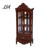 European Style Doll Mansion Accessory Miniature Curio Cabinet, 1/12 Scale Mini Wine Wooden Tiny Display Cabinet with Collectible Case Drawer,