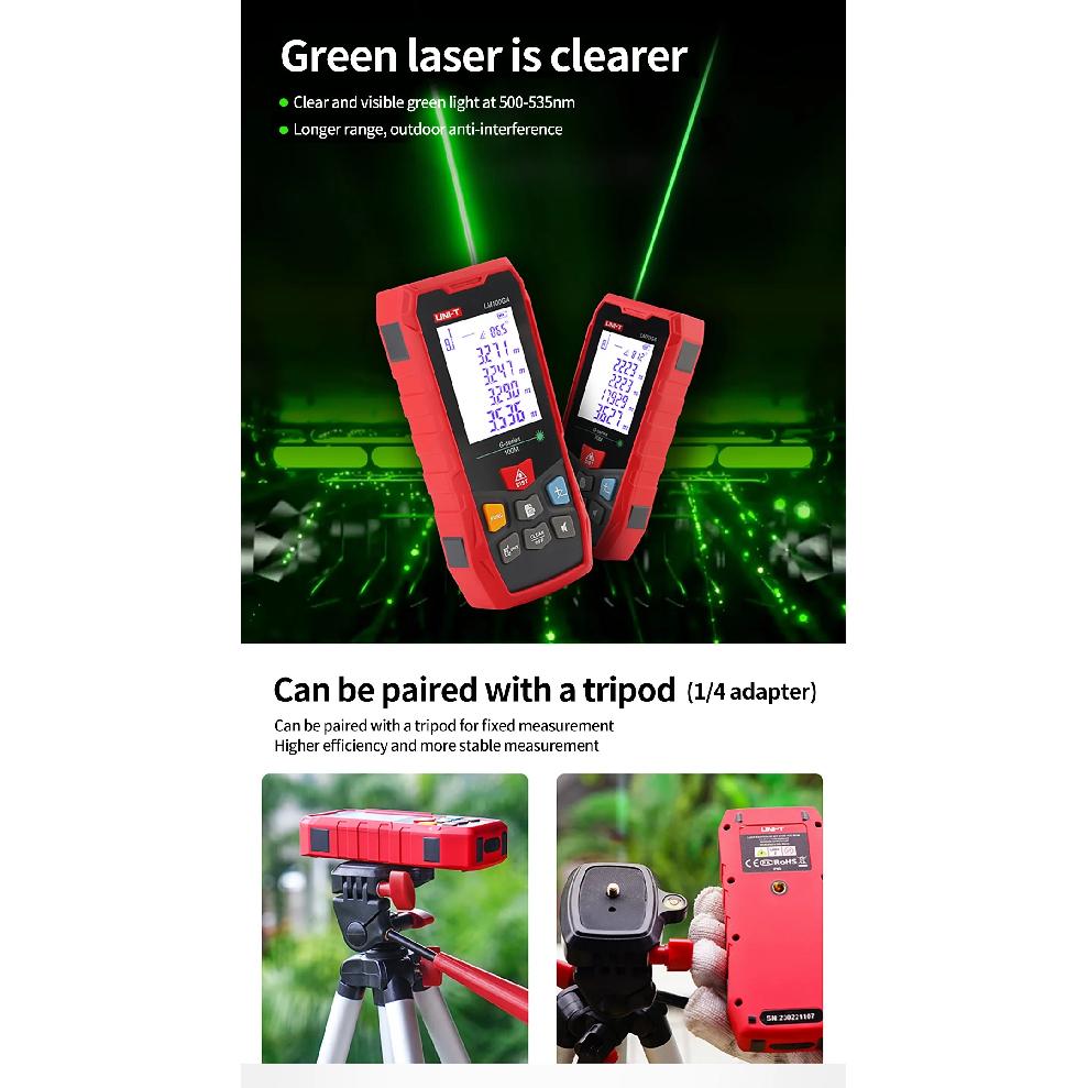 UNI-T Green Laser Distance Meter 70m 100m Rangefinder High Accuracy Digital Laser Tape Measure LM70GA LM100GA IP65