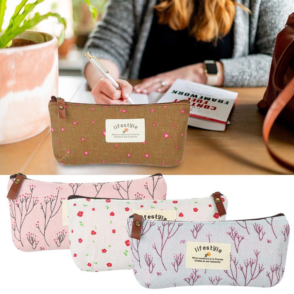 Подарочные аксессуары Пенал Сумки для ручек Милая сумка для канцелярских принадлежностей Холщовый пасторальный цветочный пенал