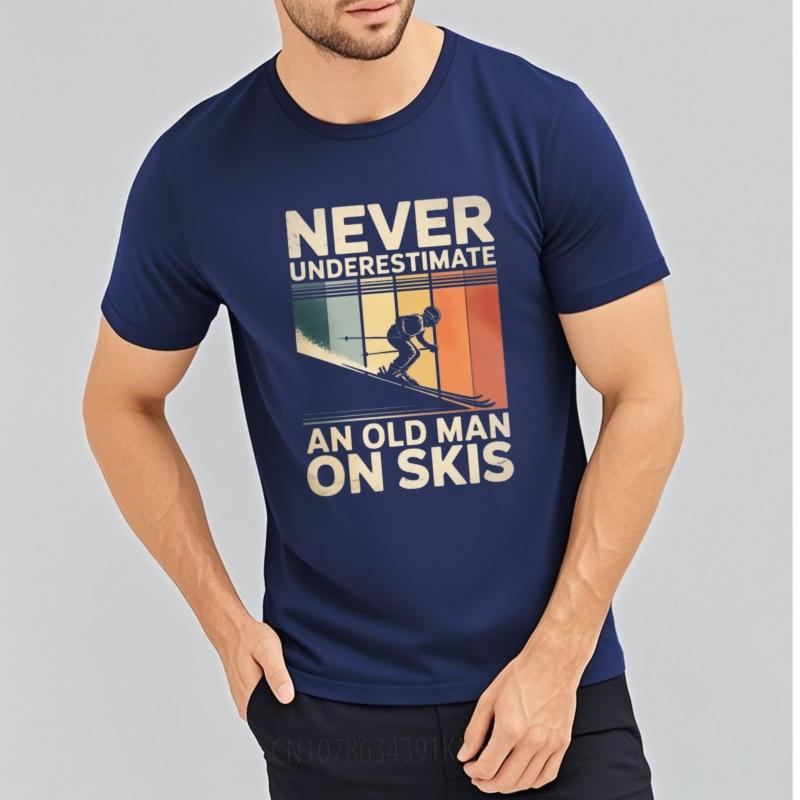 Street Wear For Her Oneck Tshirt Oversized Never Underestimate An Old Unisex On Skis Cool Teenagers Top Tees Relaxed Fit Tshirt