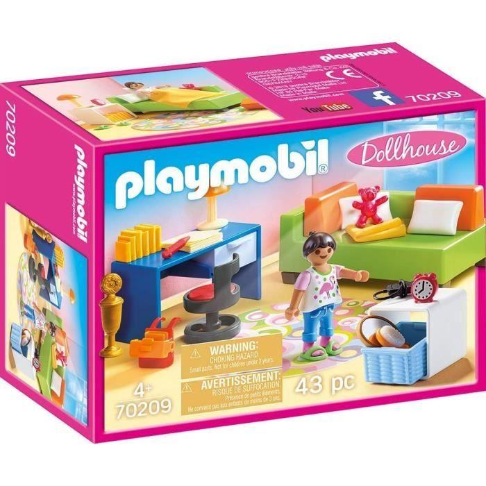 Playmobil 70209 Children's Bedroom with Sofa Bed, Traditional House, Dollhouse, 43 Pieces, Ages 4 and Up