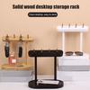 Wooden Key Storage Rack Rustic Home Office Desktop Key Organizer Stand Hook Multi-purpose Keychain Jewelry Trinkets Holder Decoration