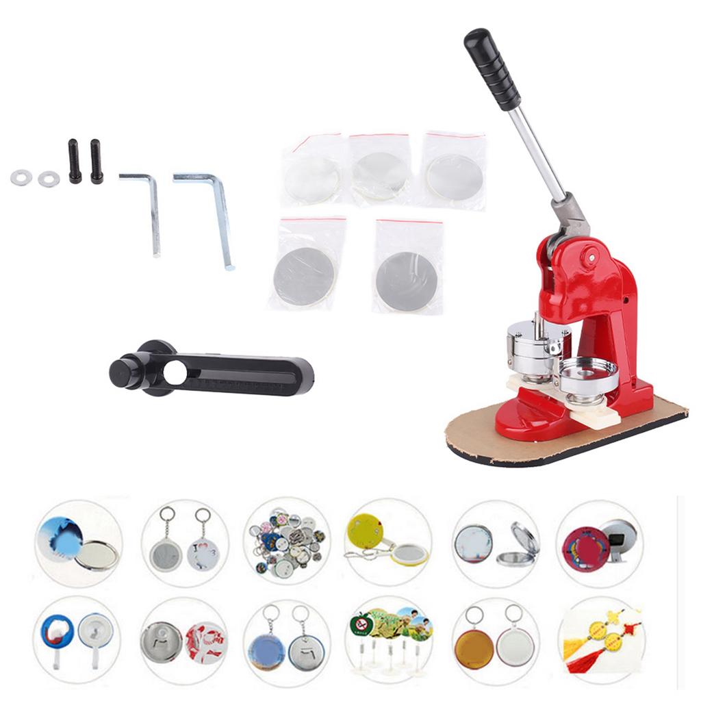Badge Machine 58mm Hand Punch Press Tool with Aluminum Alloy Sliding Mold + 500Pcs Buttons