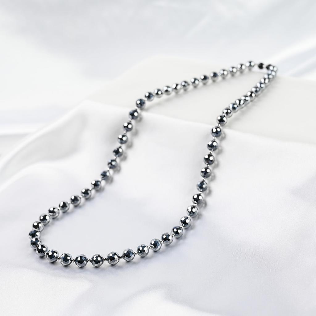 Jewelry Town Shosenkyo Terahertz Ore 8mm Bead 63cm Neck Mirror Power Stone [Eigado] Necklace, Circumference, Cut,