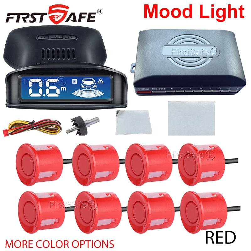 LED display reverse radar, 8 sensors, radar detection system, backlight display, voice prompts make reversing easier