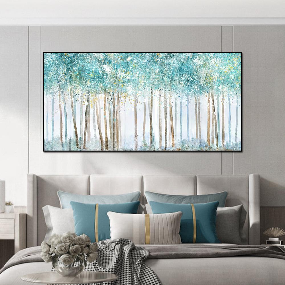 Абстрактные постеры с деревьями и принты, настенная живопись на холсте, картины с белым березовым лесом для гостиной, украшения дома, без рамки